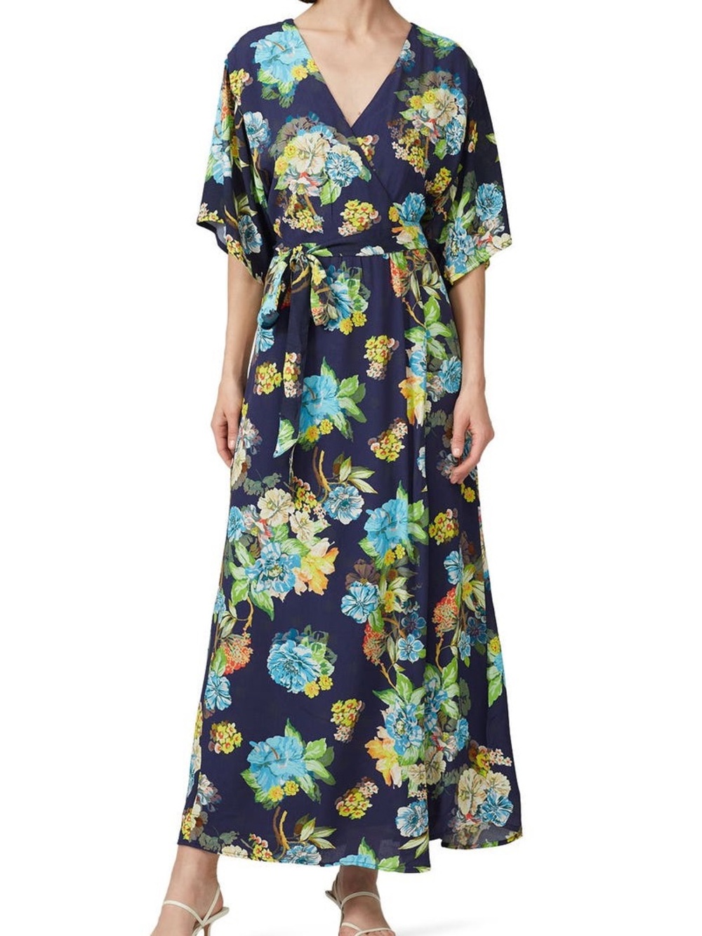 ROAM Sorrento Wrap Maxi Dress with Blue and Green Accents - Picture 2 of 6